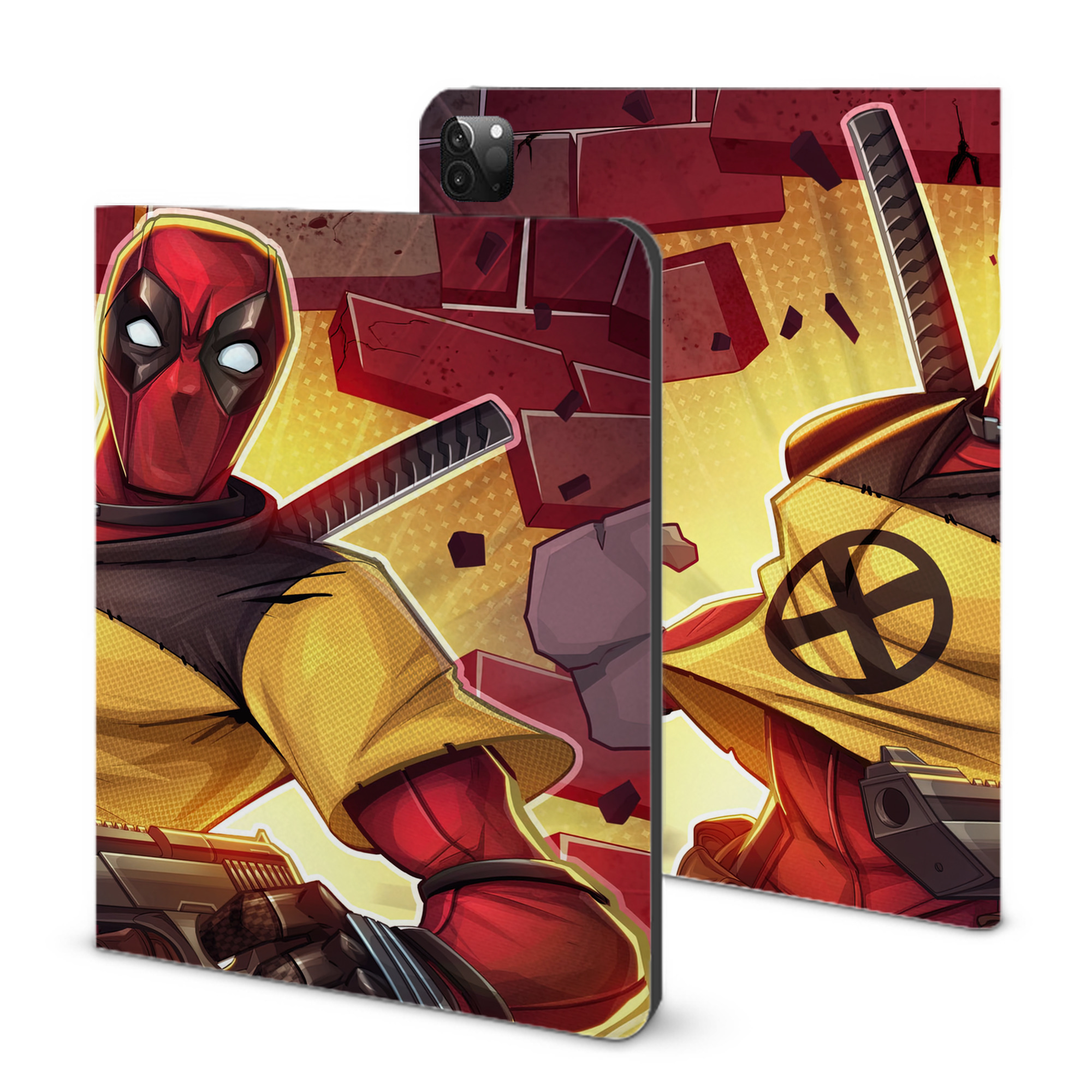 （画像用） Deadpool デッドプール IPadケース ペンホルダー付き ブックスタイルデザイン